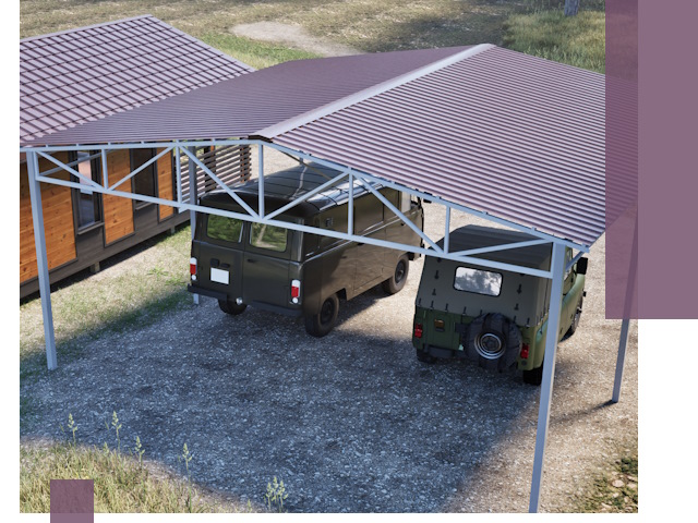 Двускатные навесы под ключ в Павловском Посаде — изготовление и монтаж